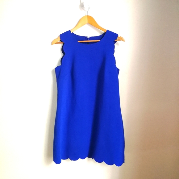 J. CREW Cobalt Blue Scalloped Scuba Mini Dress